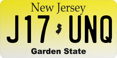 NJ license plate J17UNQ