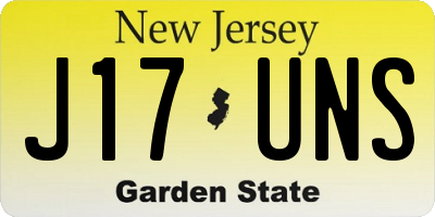 NJ license plate J17UNS