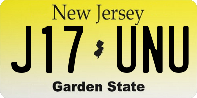 NJ license plate J17UNU