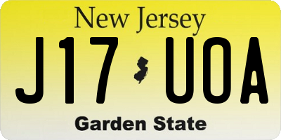 NJ license plate J17UOA