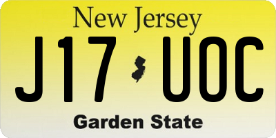 NJ license plate J17UOC