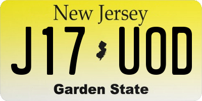 NJ license plate J17UOD