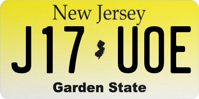 NJ license plate J17UOE