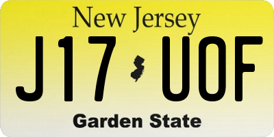 NJ license plate J17UOF