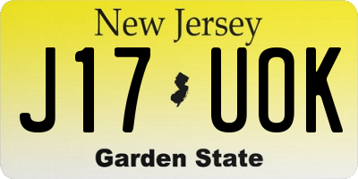 NJ license plate J17UOK