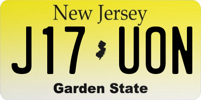 NJ license plate J17UON