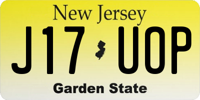 NJ license plate J17UOP