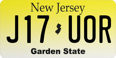 NJ license plate J17UOR