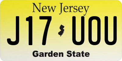 NJ license plate J17UOU