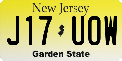 NJ license plate J17UOW