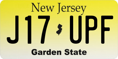 NJ license plate J17UPF