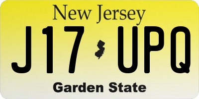 NJ license plate J17UPQ