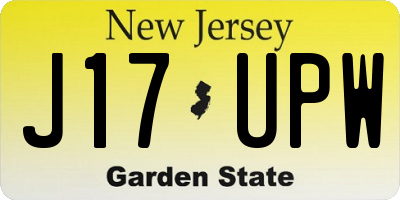 NJ license plate J17UPW