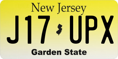 NJ license plate J17UPX