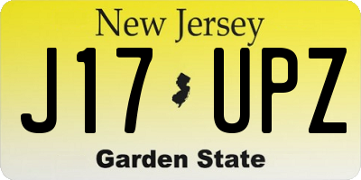 NJ license plate J17UPZ