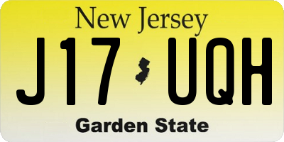 NJ license plate J17UQH