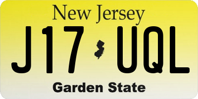 NJ license plate J17UQL