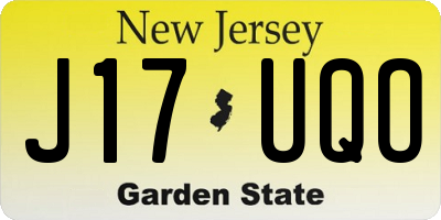 NJ license plate J17UQO