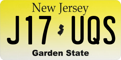 NJ license plate J17UQS