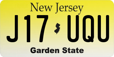 NJ license plate J17UQU