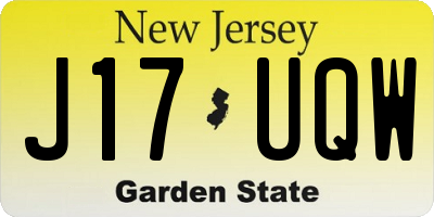 NJ license plate J17UQW