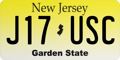NJ license plate J17USC
