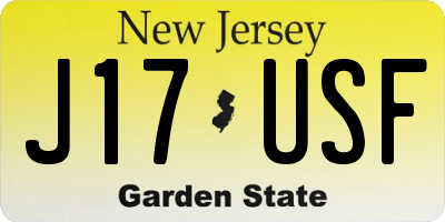 NJ license plate J17USF