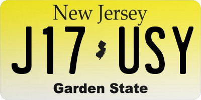NJ license plate J17USY