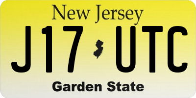 NJ license plate J17UTC