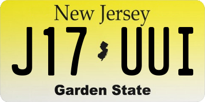 NJ license plate J17UUI