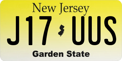 NJ license plate J17UUS