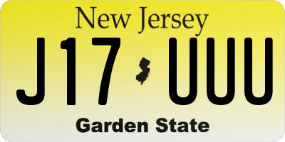 NJ license plate J17UUU