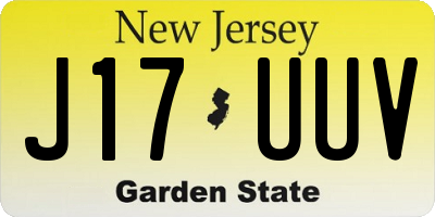 NJ license plate J17UUV