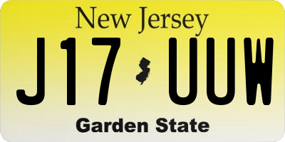 NJ license plate J17UUW