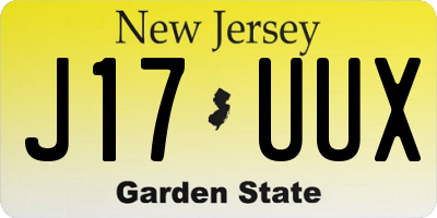 NJ license plate J17UUX