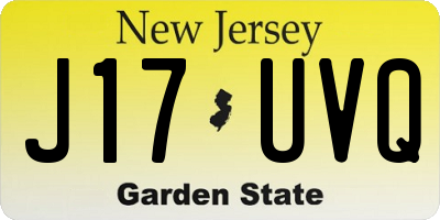 NJ license plate J17UVQ