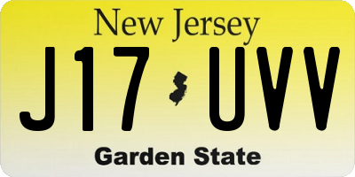 NJ license plate J17UVV