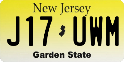 NJ license plate J17UWM
