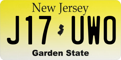 NJ license plate J17UWO
