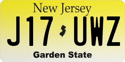 NJ license plate J17UWZ