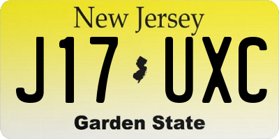 NJ license plate J17UXC
