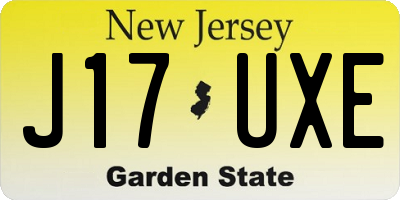 NJ license plate J17UXE
