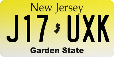 NJ license plate J17UXK