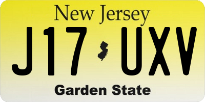 NJ license plate J17UXV