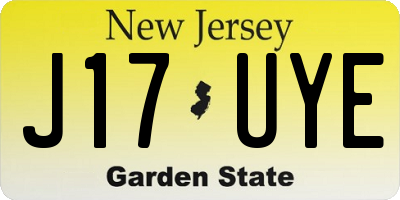 NJ license plate J17UYE
