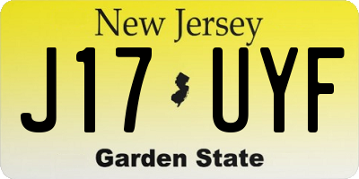 NJ license plate J17UYF