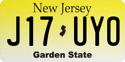 NJ license plate J17UYO