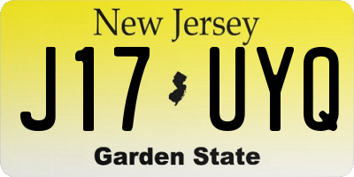 NJ license plate J17UYQ