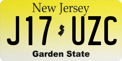 NJ license plate J17UZC