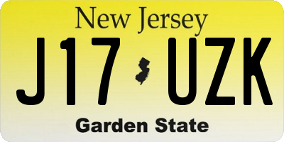 NJ license plate J17UZK